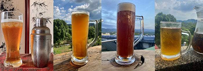 Various iced teas in glass and mugs