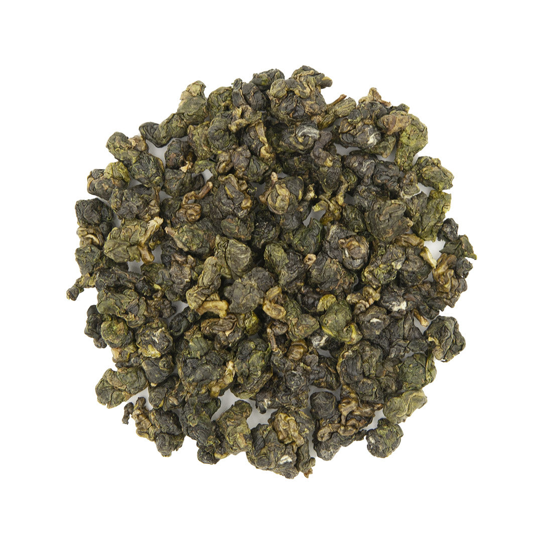Alishan High Mountain Jin Xuan Oolong Tea, top view
