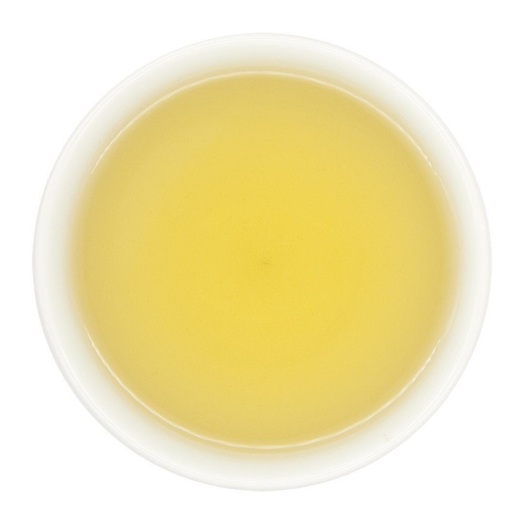 Bi Luo Chun Green Tea brewed in a cup viewed from top