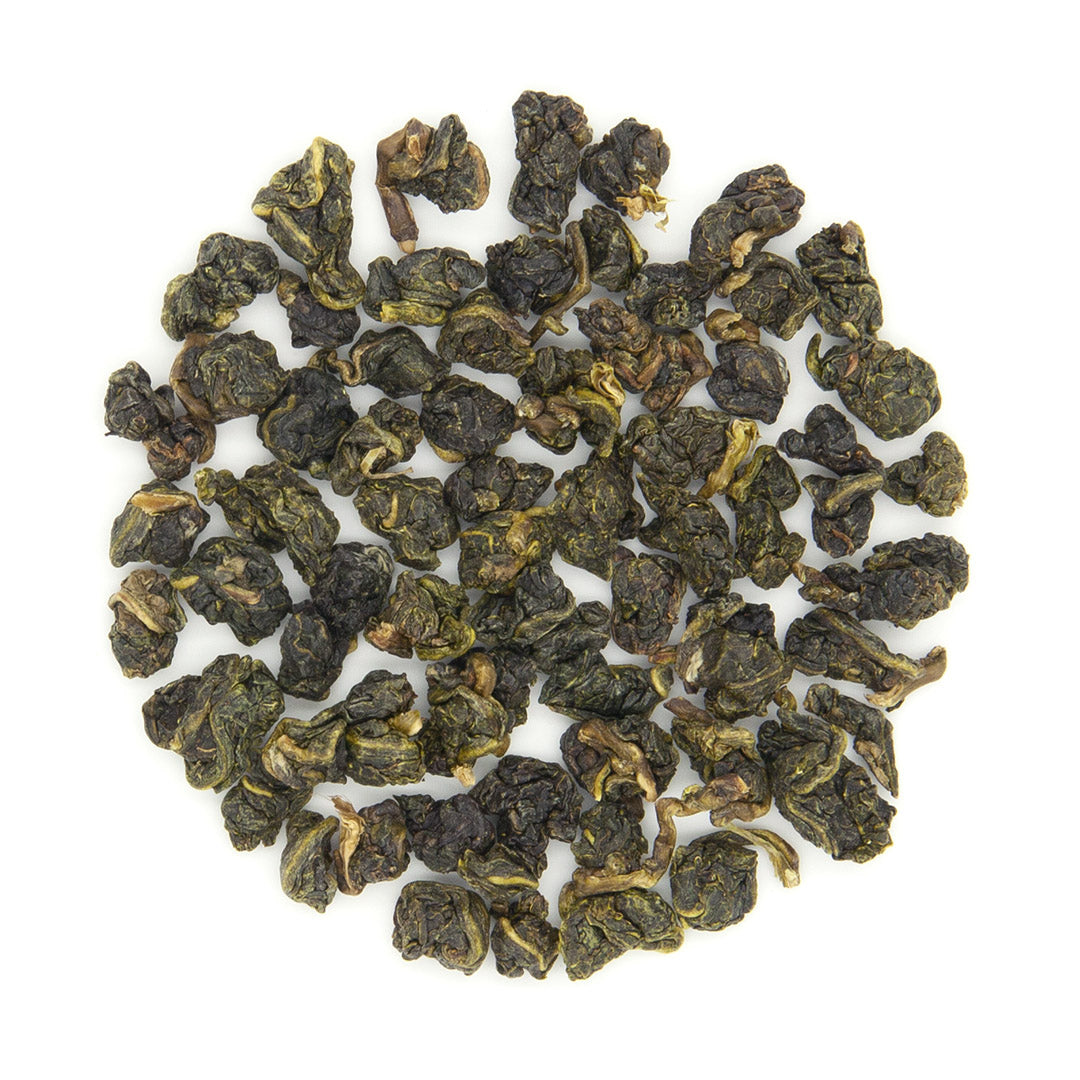 Eco-Farmed Four Seasons Spring Oolong Tea, dry tea leaves. By Eco-Cha Teas.