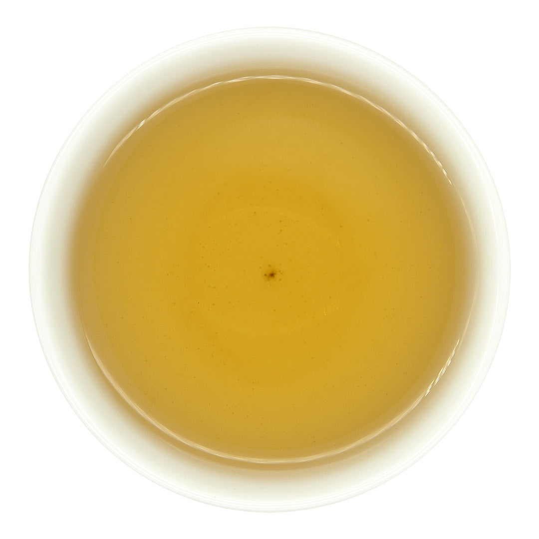 Eco-Farmed GABA Oolong Tea brewed, top view