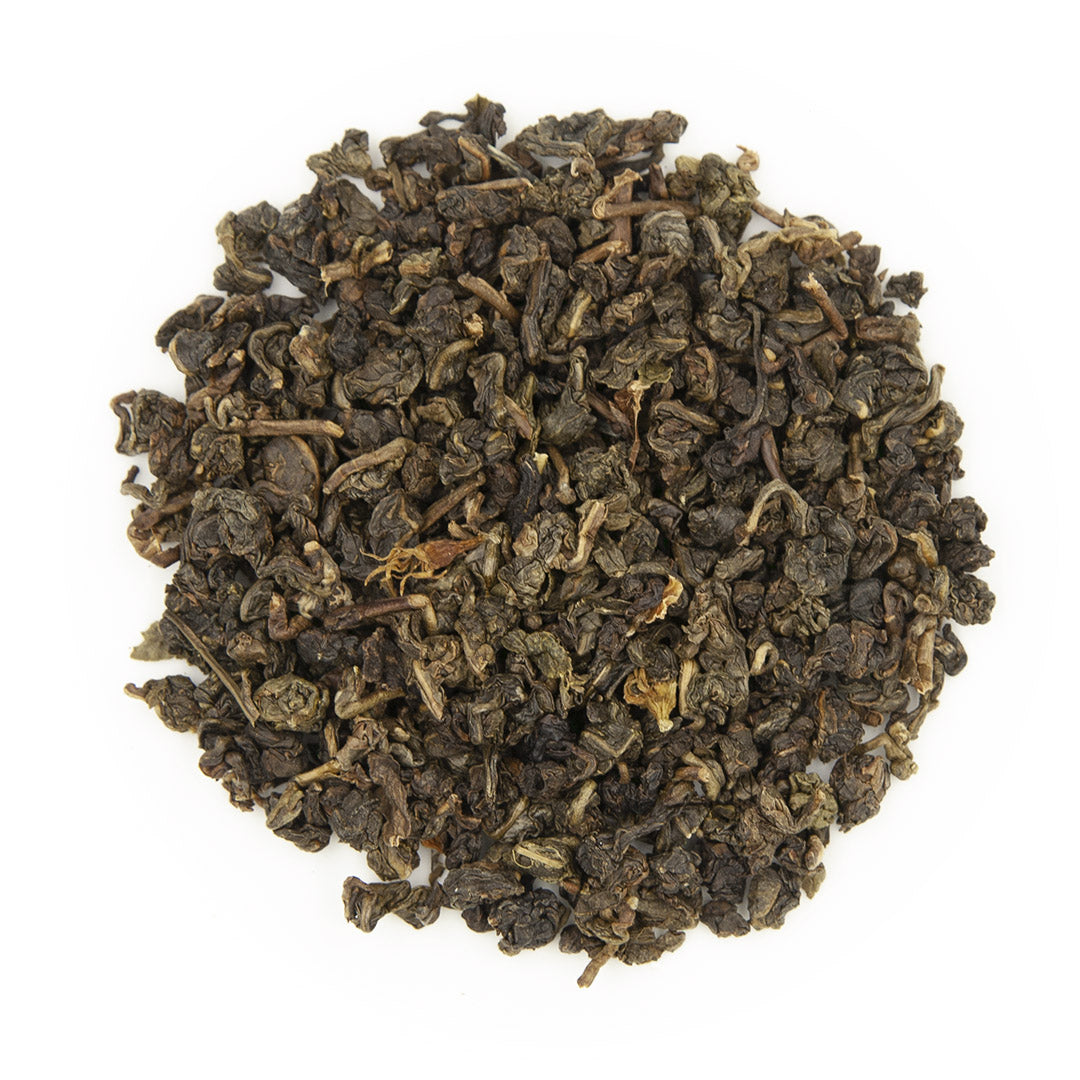 Gardenia Flower Oolong Tea, dry leaves top view