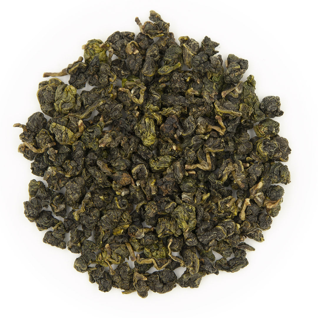 Jin Xuan Oolong Tea, dry leaves top view