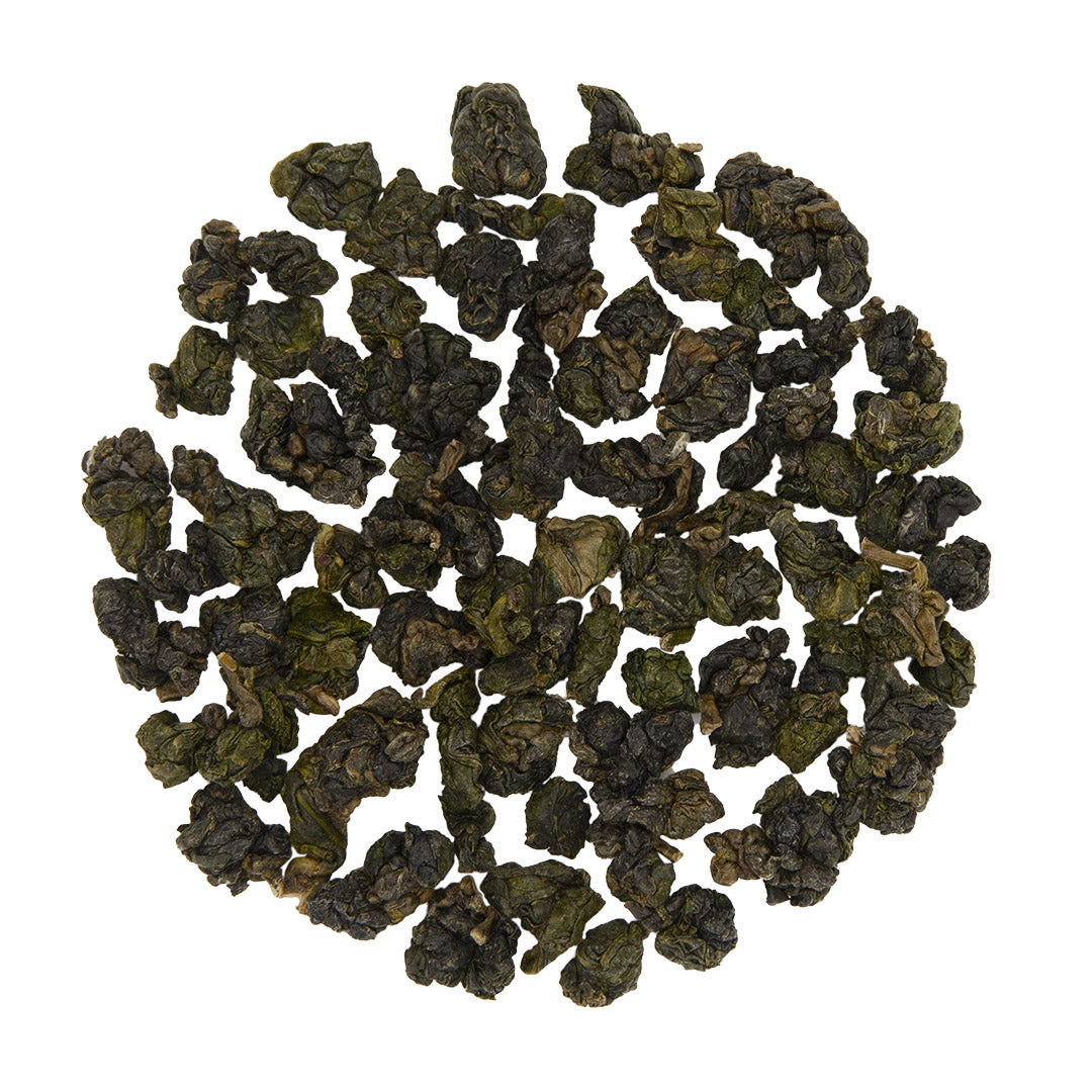 Li Shan High Mountain Oolong Tea, dry leaves top view