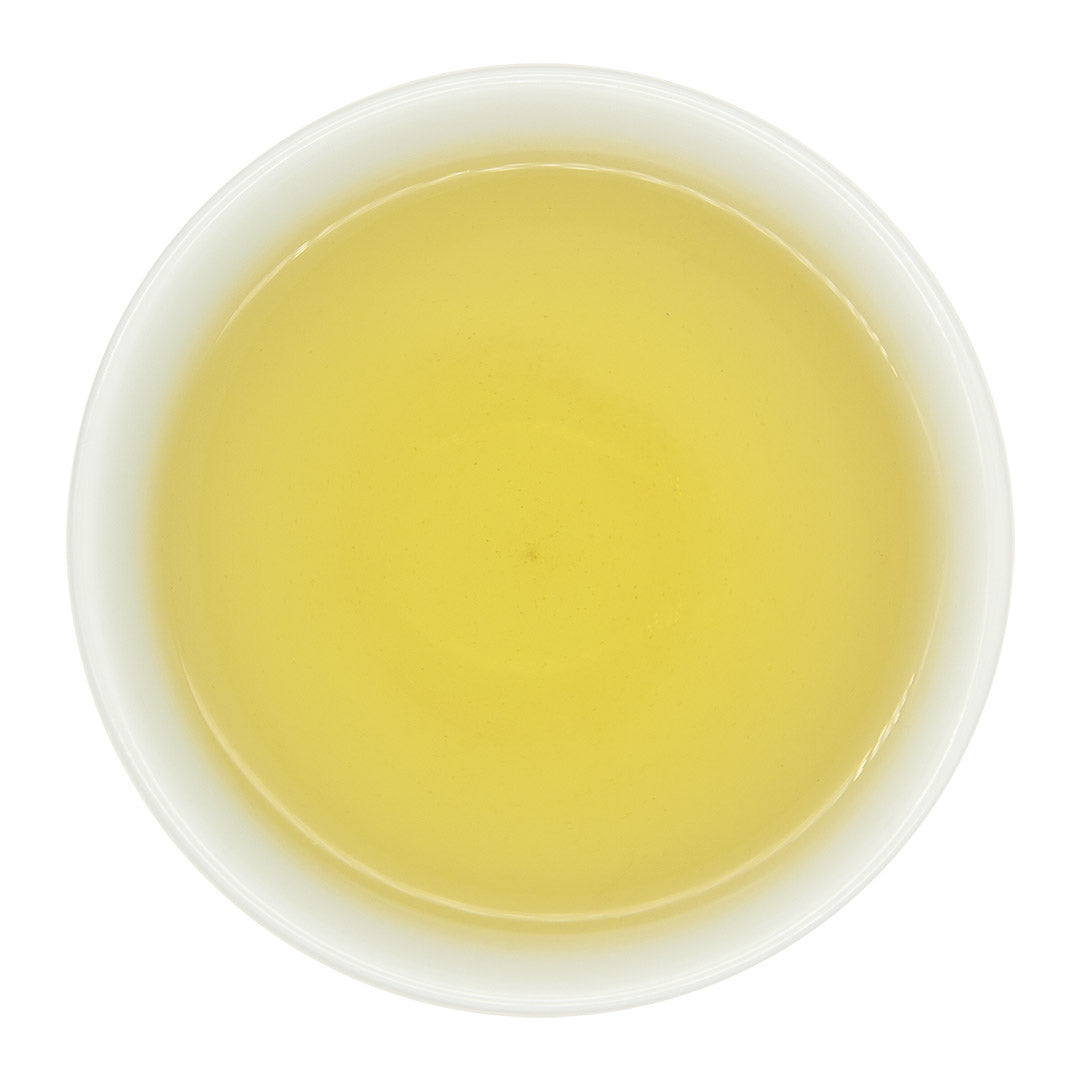 Shan Lin Xi High Mountain Oolong Tea, brewed in cup