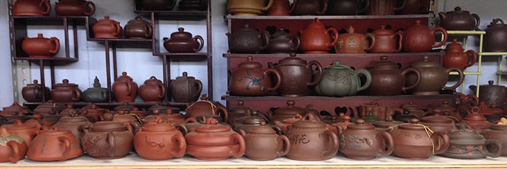 Tea pots for sale at the Dali Flower Market near Taichung, Taiwan