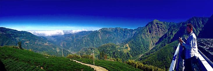 View from the high mountain tea fields during this year's summer harvest
