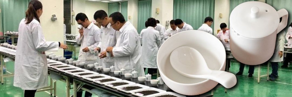 Professional Tea Judging Sets in use at a tea competition in Taiwan