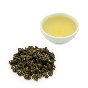 Alishan High Mountain Jin Xuan Oolong Tea and leaves
