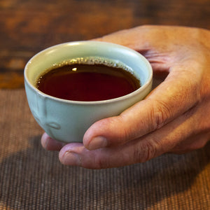 Eco-Cha Teas Celadon Tea Cup in hand