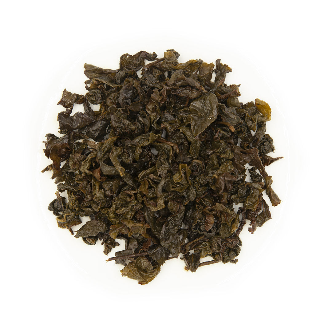 Eco-Farmed Heavy Roast Oolong Tea, wet leaves