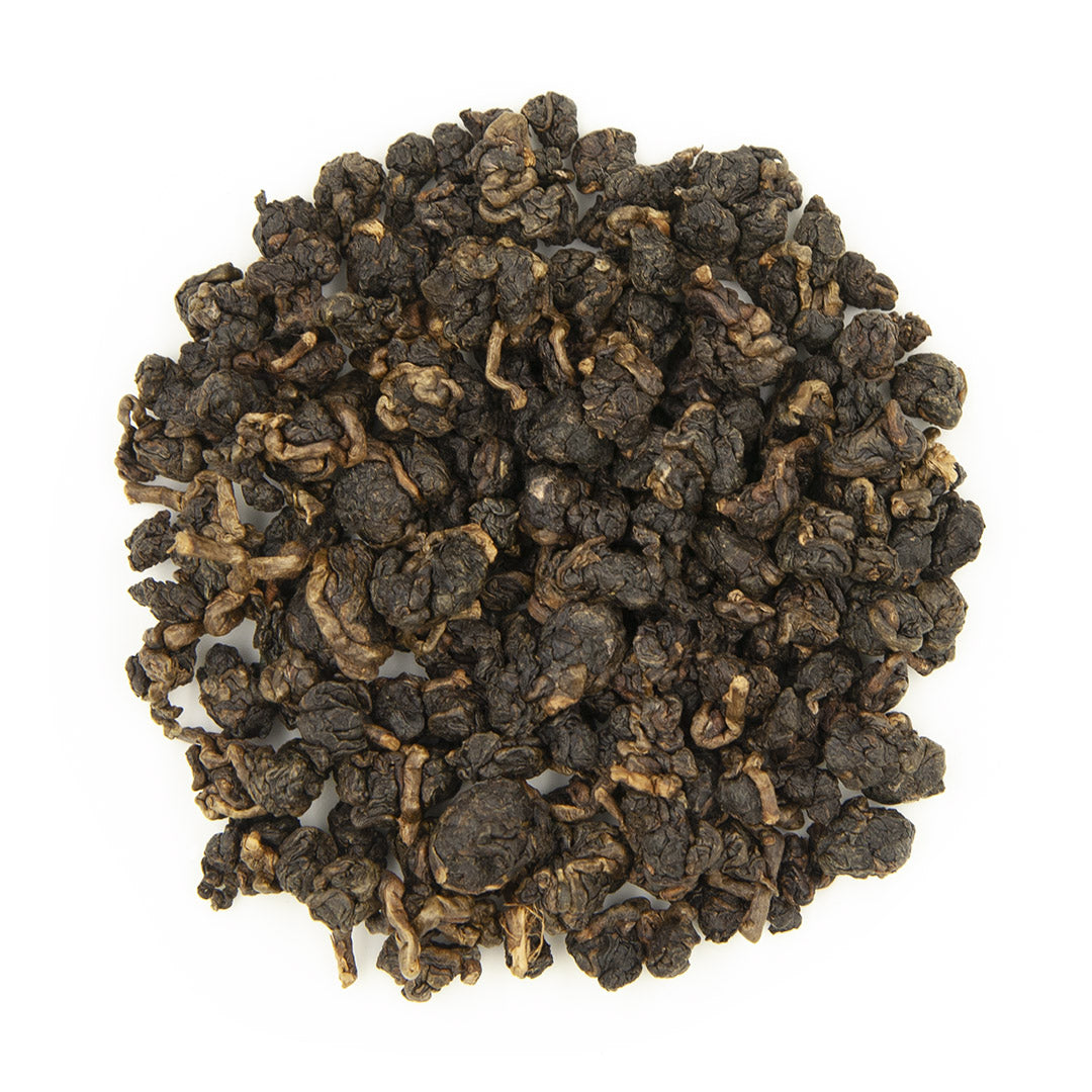 High Mountain Concubine Oolong Tea, dry leaves top view