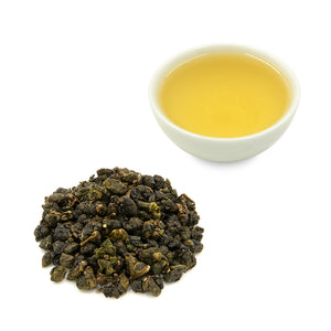 Shan Lin Xi High Mountain Oolong Tea and leaves