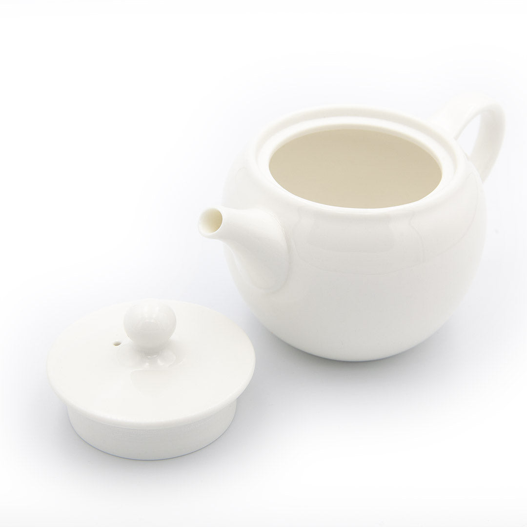 White porcelain gong-fu teapot with lid off