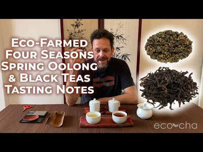 Video talking about Eco-Cha Teas Eco-Farmed Four Seasons Spring Oolong and Black Tea.